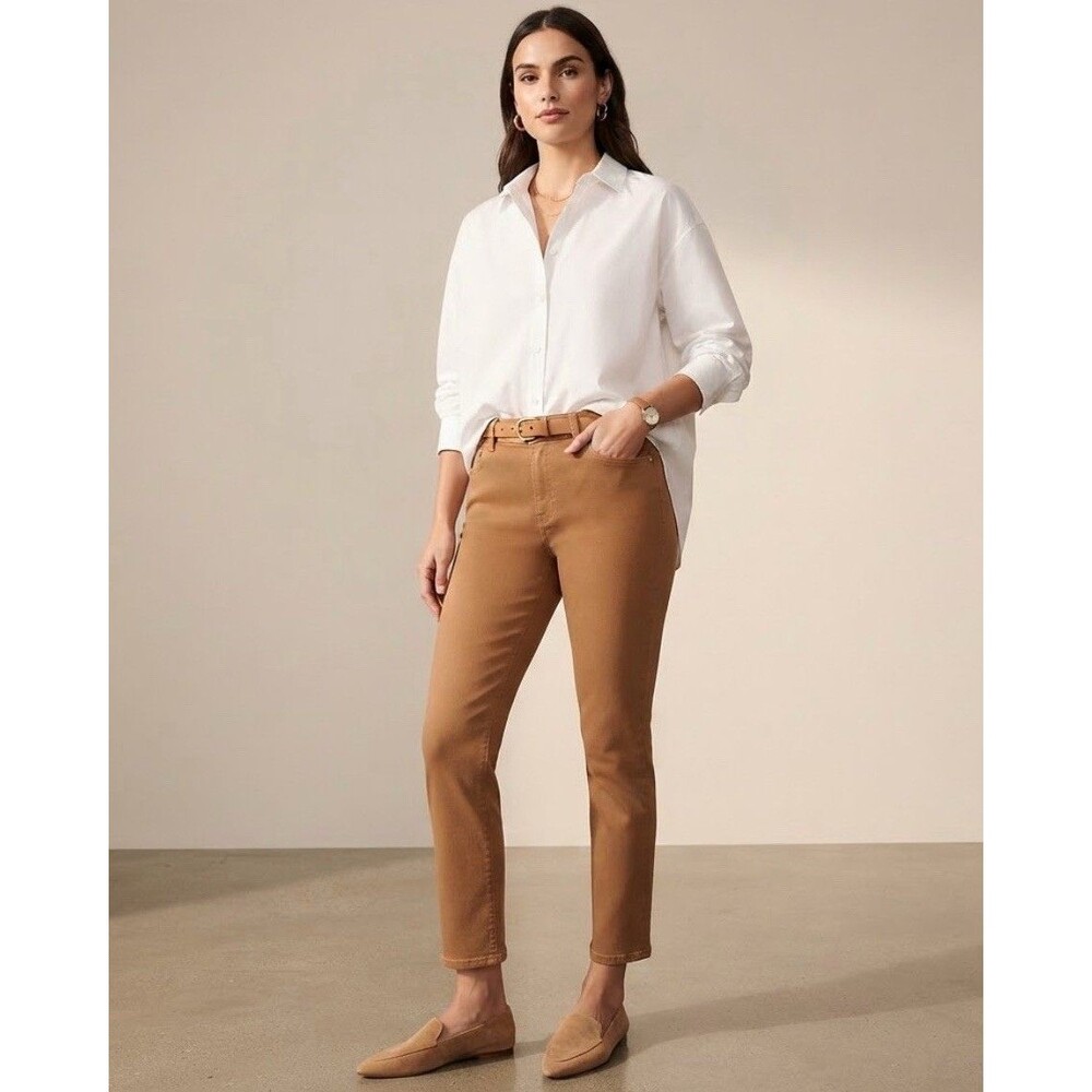J. Jill Denim Authentic Fit Slim Ankle Pants Mid Rise Brown Tan Women’s Size 14